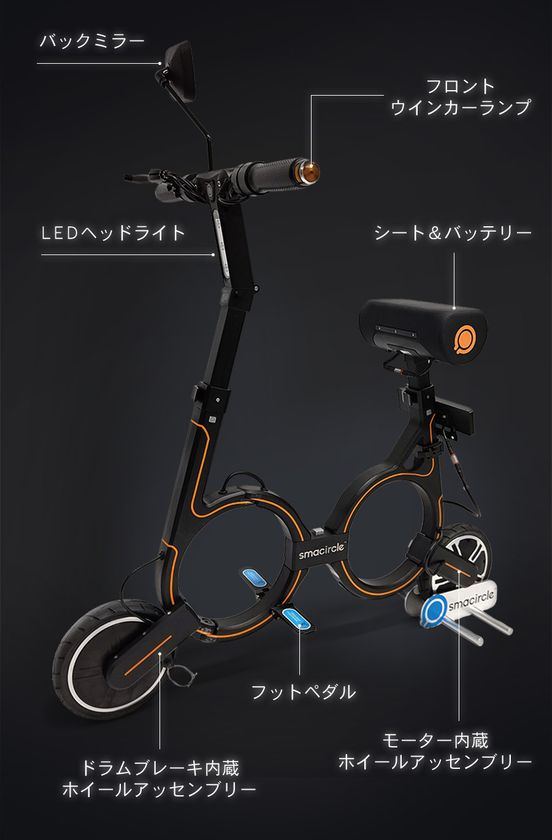 【お値下げ】現状 Smacircle S1 スマサークル 折りたたみ 電動バイク smacircle S1」コンパクトに持ち運べて機能的な折りたたみ電動