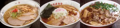 左から、福井厚賀「一力」・福島会津「牛乳屋食堂」・笠岡「中華そば坂本」