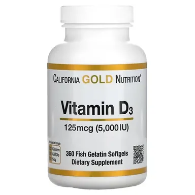 California Gold Nutrition, ビタミンD3, 魚ゼラチンソフトジェル360粒