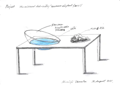 《まちがってつかわれた机―水／ナウマンゾウの化石／浮石》2022年