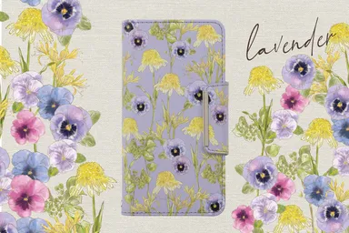 Xperia Ace III SO-53C_花柄レザーフリップケース_ラベンダー_日比谷花壇