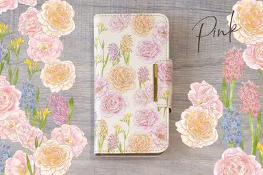 AQUOS wish2 SH-51C_花柄レザーフリップケース_ピンク_日比谷花壇