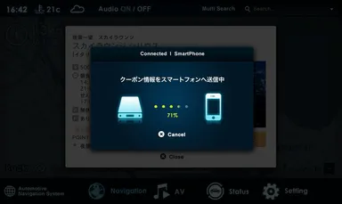 カーナビからスマートフォンにデータ送信