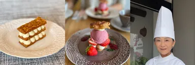 「Atelier TiDANEFA」オーナー・パティシエール ひらた まさこさん「ヴィーガン・ミルフィーユ」プティガトー820円、アントルメ1,210円