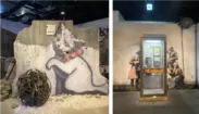 ＜街並み再現展示｜ 左からGaza,Palestine「Giant Kitten」」、Cheltenham,UK「Spy Booth」東京展の様子＞