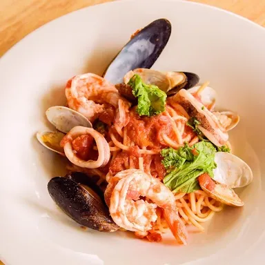 スパゲッティ ペスカトーレ マリブ風