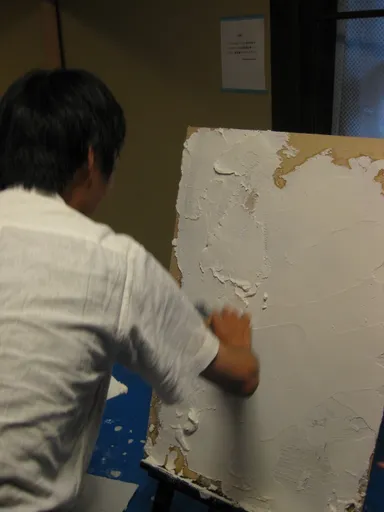 過去の講座の様子2「漆喰塗りも体験」