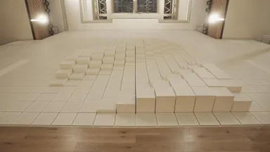 日本で初めて常設された新宿アトリウムの動く壁：キネティックウォール