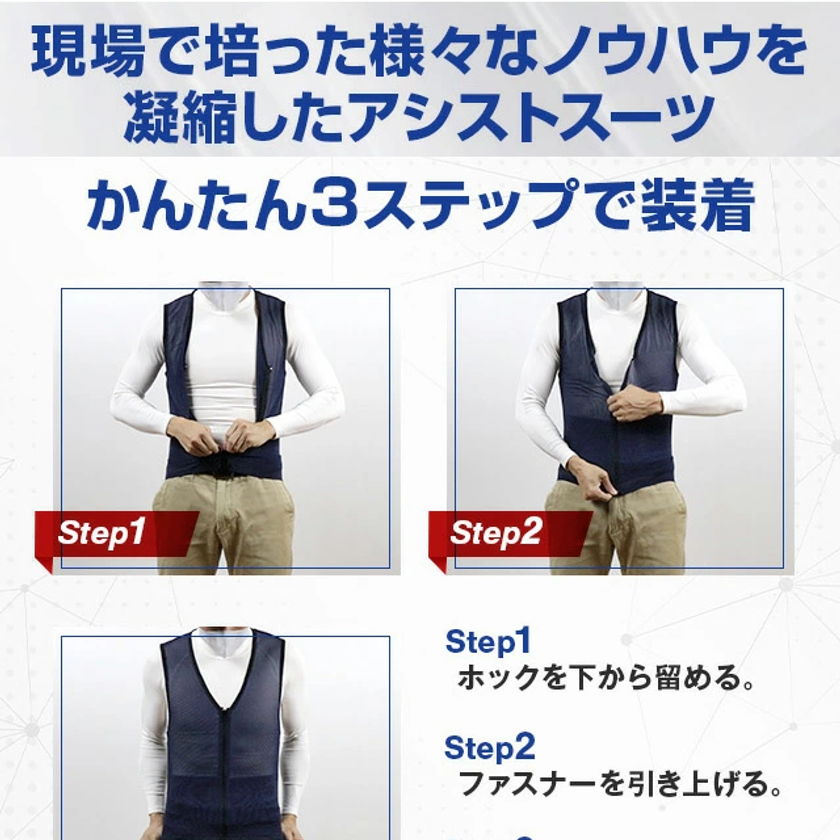 重量物の持ち上げや長時間の座り仕事での腰痛を 軽減できる アシストベスト タスケル を販売開始 株式会社エヌ エス ピーのプレスリリース