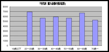 年代別　購入金額の集計結果