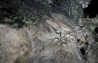 取得できる点群データの例：災害現場