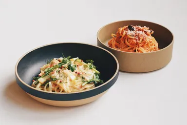 地元食材を使用したパスタ