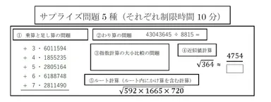 サプライズ問題5種出題例
