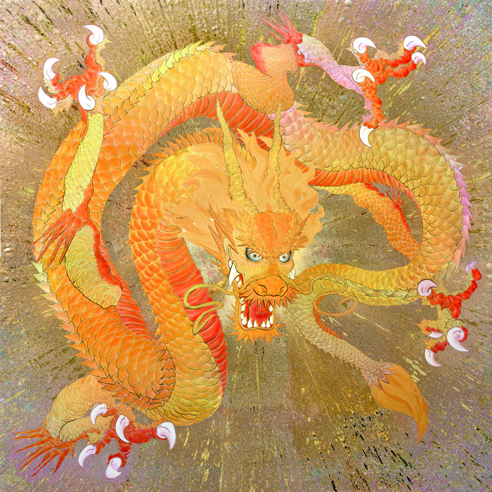 草場一壽 デジタルシルクスクリーン 複製画 黄金の瀧 龍 アート 絵画