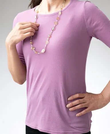 天使の綿シフォン　5分袖Tシャツ