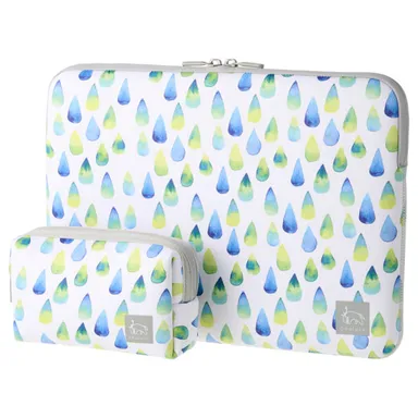 Chululu（チュルル） PCインナーケース 13.3インチ＆マルチポーチ ウォータードロップスグリーン