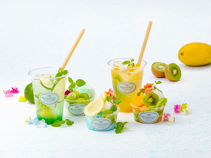 ライフスタイルブランド
「FLOWERS BAKE & ICE CREAM」が
オリジナルのフルーツアイスクリームと
レモネードのメニューを開発。
『MINTY & TROPICAL ICE CREAM & DRINK』
中目黒の「SABON l’Atelier SPA」にて、
7月30日（土）から期間限定で販売。