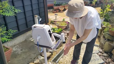 ホースリール回転台座使用例