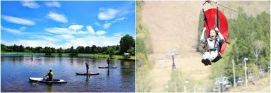 左：SUP体験、右：ZIPスカイライド