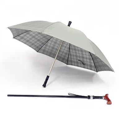 紳士用　チェック柄　傘とステッキ
