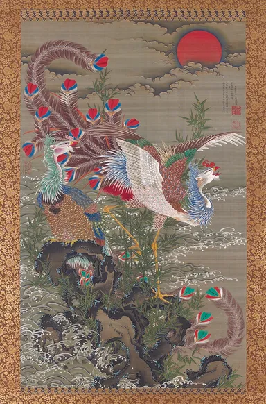 伊藤若冲《旭日鳳凰図》宝暦5年(1755)【前期】
