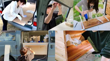 二人でキッチンカーをDIYした様子