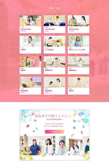 9学科(3専攻2コースを含む)が配置された画面