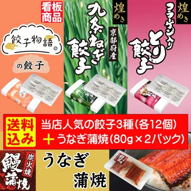 冷凍生餃子と冷凍うなぎのセット