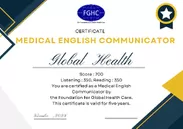 Medical English Communicator 認定書