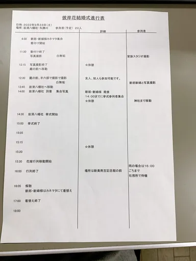 2022年スケジュール