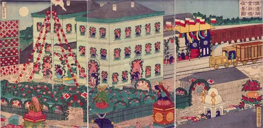 鉄道開業新橋夜景図(港区立郷土歴史館蔵)