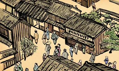 イラスト(江戸名古屋の街並)