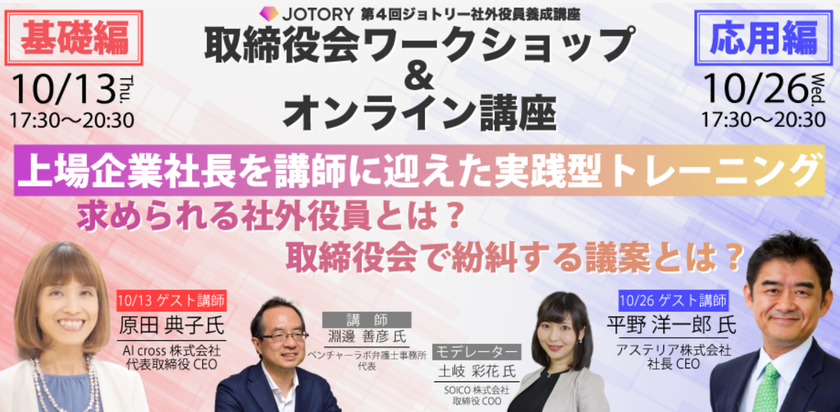 ジョトリー、現役の上場経営者を講師に迎え、
実践型の社外取締役会ワークショップを開催