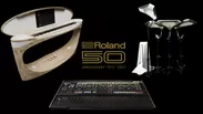 ローランド創業50年記念コンセプト・モデル (左から電子ピアノ、シンセサイザー、電子ドラム)