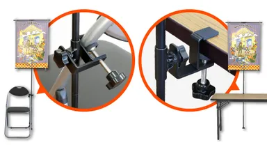 椅子にも机にも固定できるクランプ