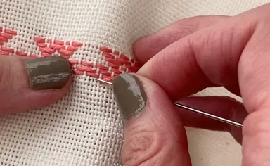 koginbank綿こぎん布での制作の様子