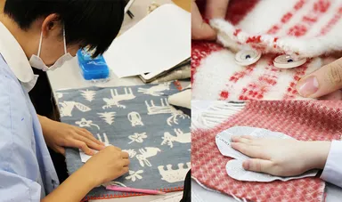 「身につけるもの」をテーマに作品作りをする様子