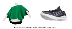 3Dモデル化した衣服と靴。裏側まで360度回転して閲覧できる。
