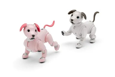 aibo いちごミルクエディション(左)とアイボリーホワイト(右)