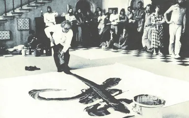 比田井南谷　揮毫風景