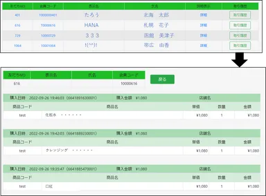 お得意様の一覧から取引履歴までを掘り下げる