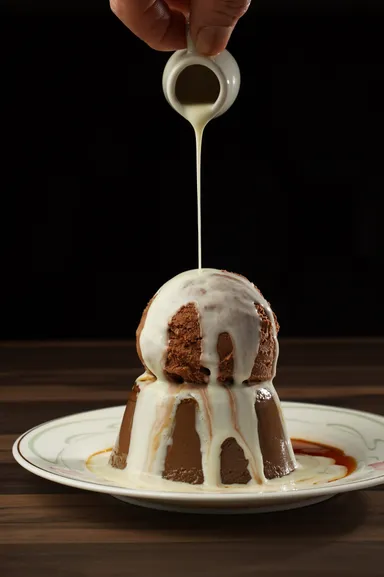 チョコプリンのアイスクリーム乗せ