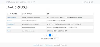Mailman3の利用画面
