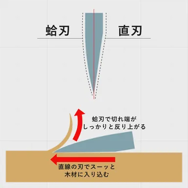 左右非対称な刃形状イラスト