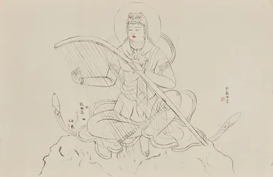 堂本印象「八部衆(下絵)大阪四天王寺宝塔内壁画　乾闥婆」 1939年(昭和14) 京都府立堂本印象美術館蔵