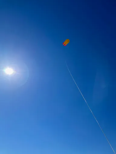 安定して上空600mに浮遊する係留気球観測システムの様子