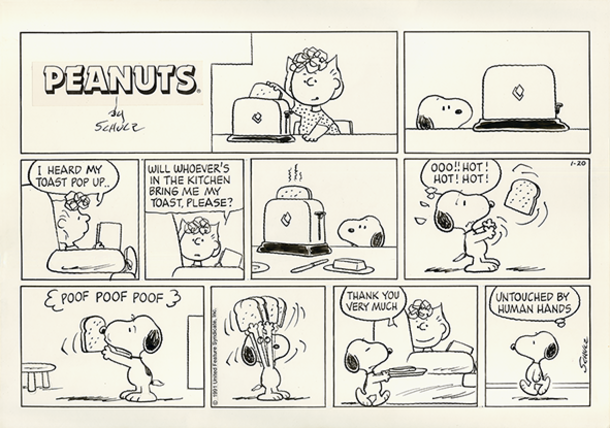 「ピーナッツ」原画　1991年1月20日 (C) Peanuts Worldwide LLC