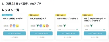 Vueのレッスン一覧の例