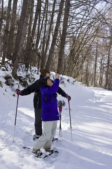 銀世界を撮影するカップル