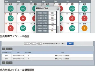 出力制御スケジュール画面